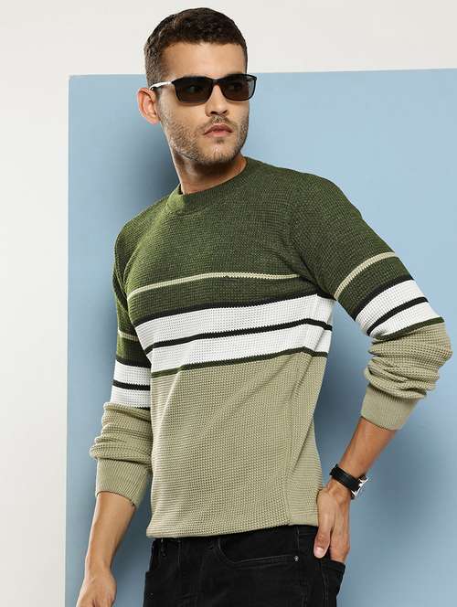 men striped long sleeve regular fit pullover  - 22086576 - Very Small Image - 1