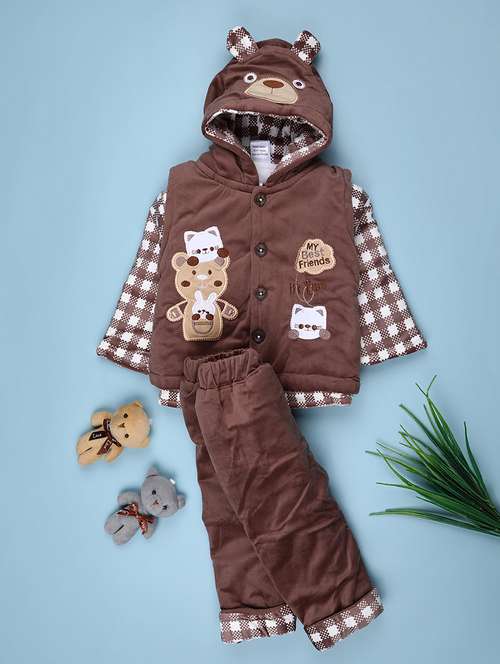 kids checkered long sleeve winterwear full length set - 22089082 - Very Small Image - 1