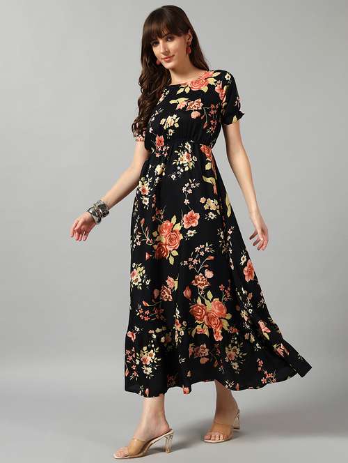 women printed short sleeve tiered dress - 22089296 - Very Small Image - 1