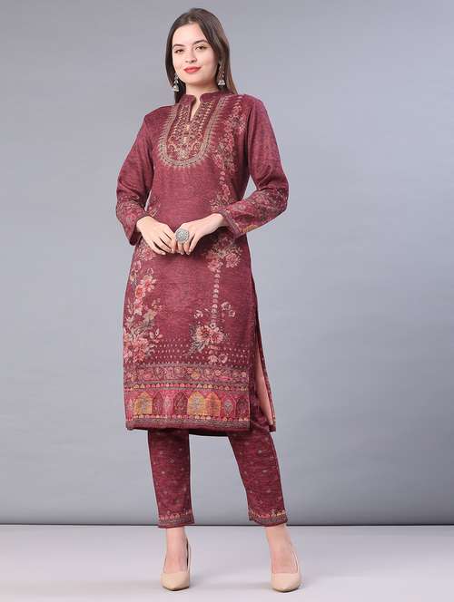 women self design long sleeve kurta pant with dupatta set - 22093095 - Very Small Image - 1