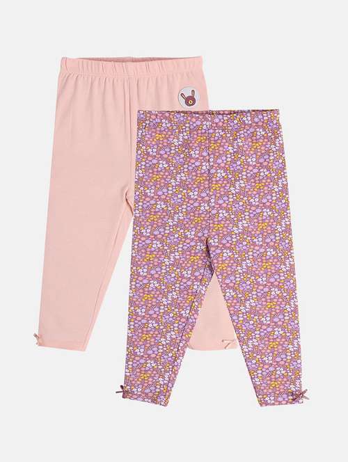 girls pack of 2 printed mid rise loungewear pyjama - 22093766 - Very Small Image - 1