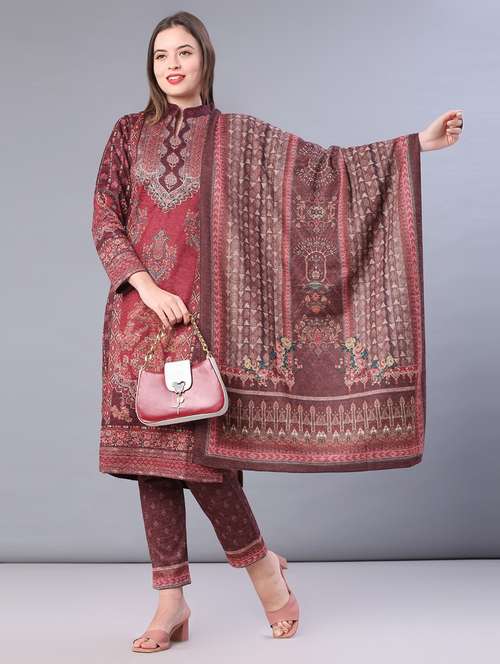 women printed long sleeve kurta pant with dupatta set - 22094378 - Very Small Image - 1
