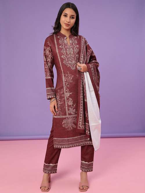 women printed long sleeve kurta pant with dupatta set - 22094402 - Very Small Image - 1