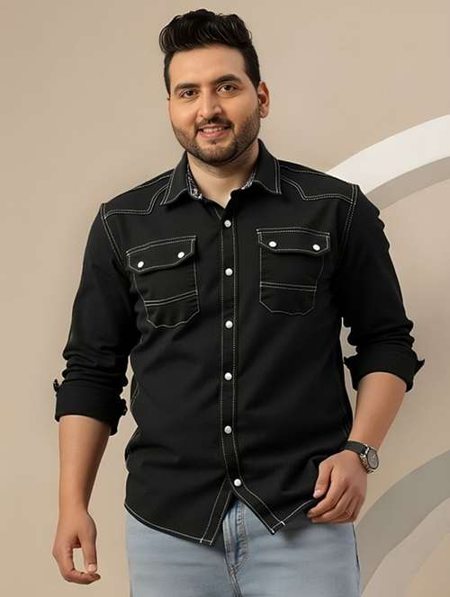 men solid long sleeve regular fit denim casual shirt - 22094507 - Very Small Image - 1