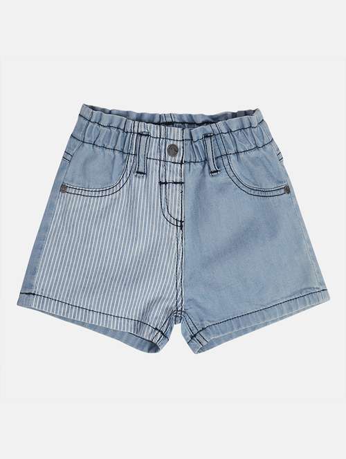 girls solid mid rise denim shorts - 22108402 - Very Small Image - 1