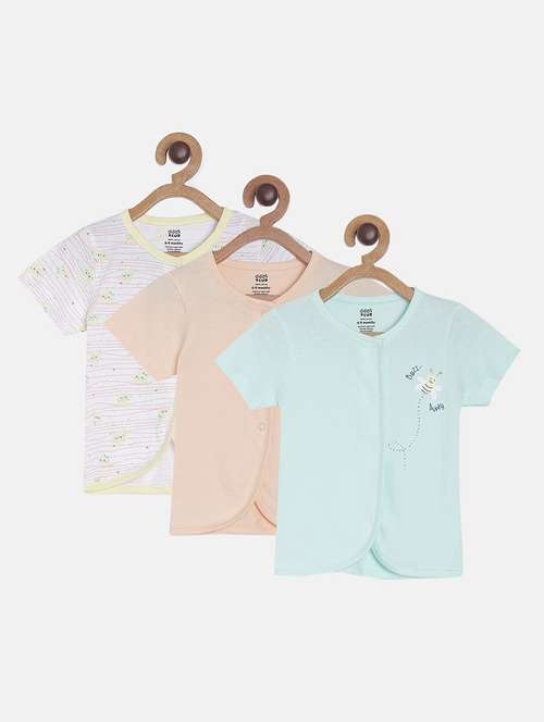 girls pack of 3 printed round neck top - 22108482 - Very Small Image - 1