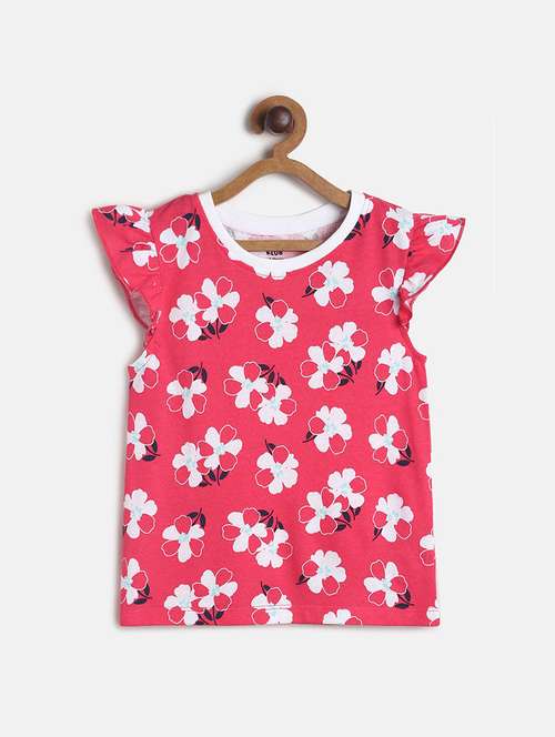 girls floral printed round neck top - 22109299 - Very Small Image - 1