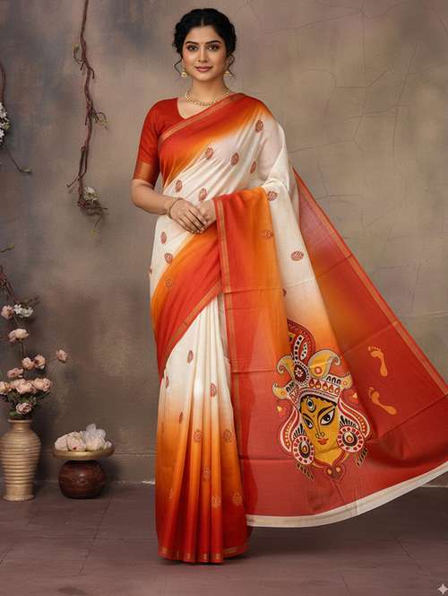 women printed casual wear saree with blouse - 22140051 - Very Small Image - 1