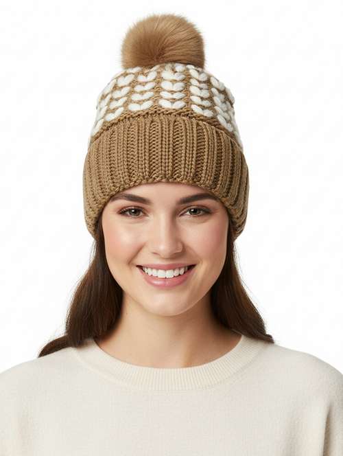 women self design winter cap - 22141266 - Very Small Image - 1