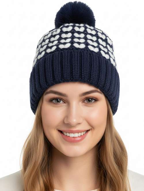 women self design winter cap - 22141268 - Very Small Image - 1