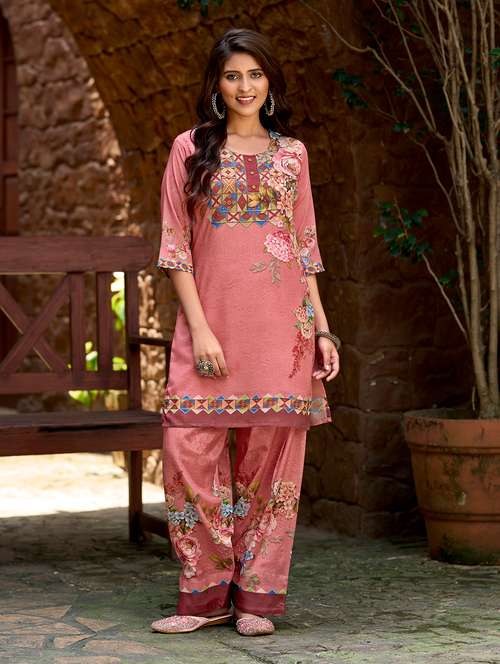 women printed three quarter sleeve co-ord set - 22142886 - Very Small Image - 1