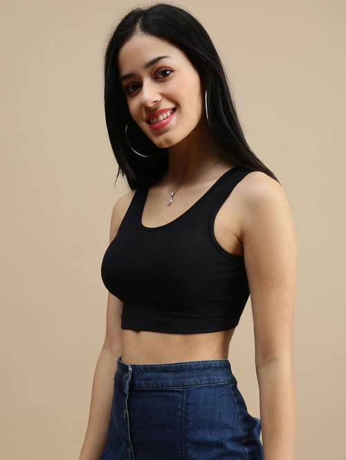 women solid sleeveless crop top - 22146875 - Very Small Image - 1