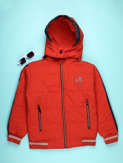 boys solid long sleeve hooded quilted jacket - 22170854 - Very Small Image - 1