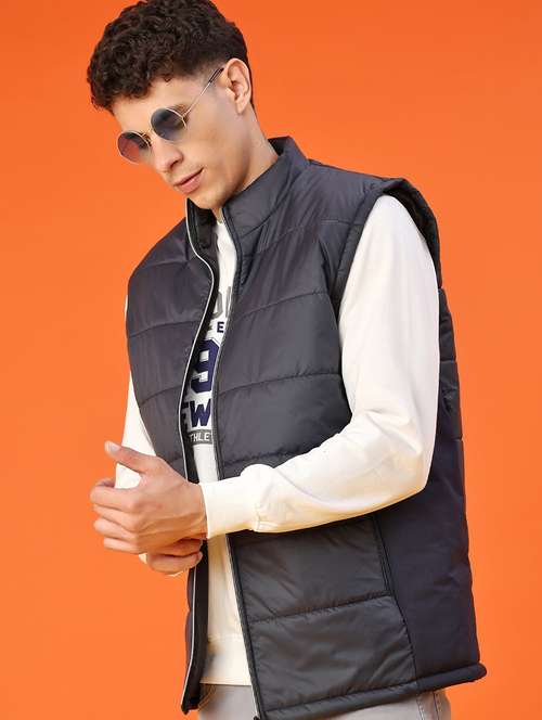 men solid sleeveless lightweight puffer jacket - 22171303 - Very Small Image - 1