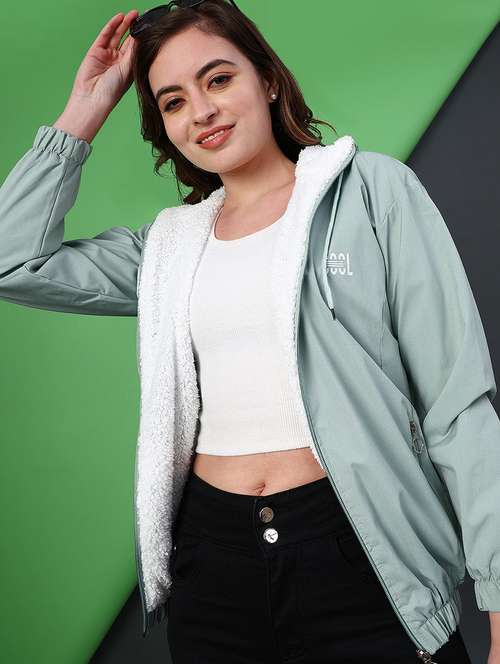 women solid long sleeve hooded quilted jacket - 22175348 - Very Small Image - 1