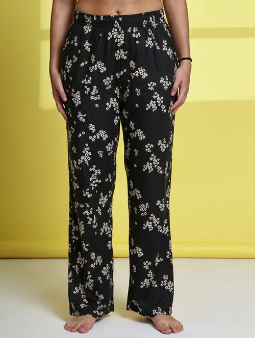 women printed mid rise lounge wear pajama - 22181547 - Very Small Image - 1