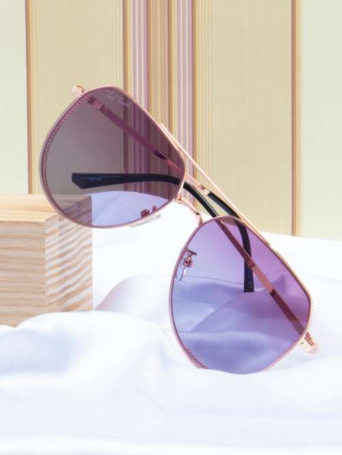 ted smith unisex aviator sunglasses i 100% uv protection  i  purple colour lens - 22217900 - Very Small Image - 1