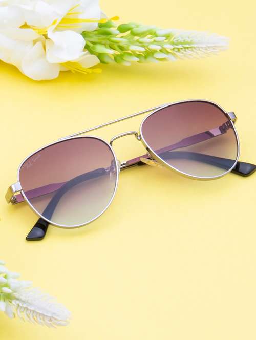 ted smith unisex aviator sunglasses i 100% uv protection  i  brown & blue colour lens - 22217923 - Very Small Image - 1