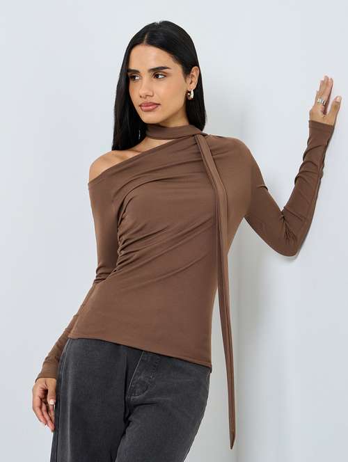 women soldi asymmetric neck long sleeve top - 22219953 - Very Small Image - 1