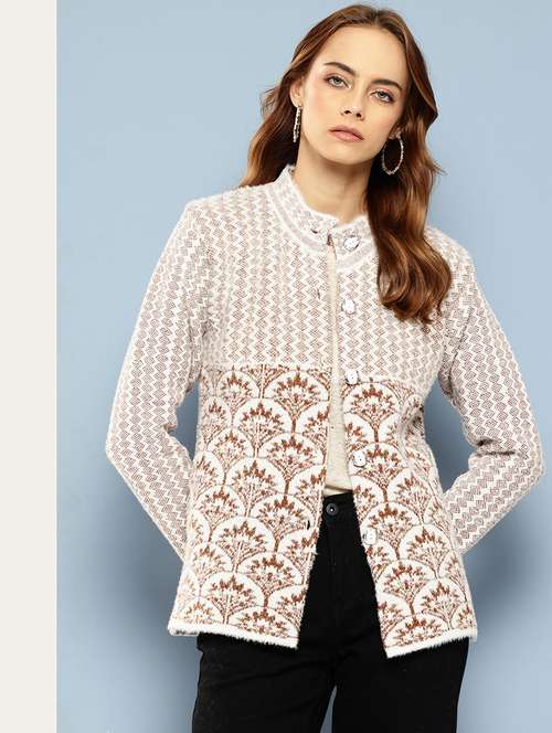 women self designed long sleeve cardigan - 22224809 - Very Small Image - 1