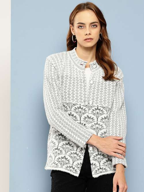 women self designed long sleeve cardigan - 22224816 - Very Small Image - 1