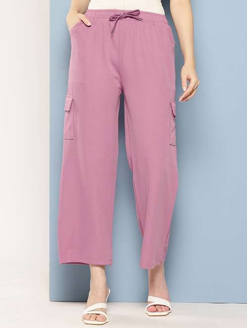 women solid mid rise regular fit cargo - 22224850 - Very Small Image - 1