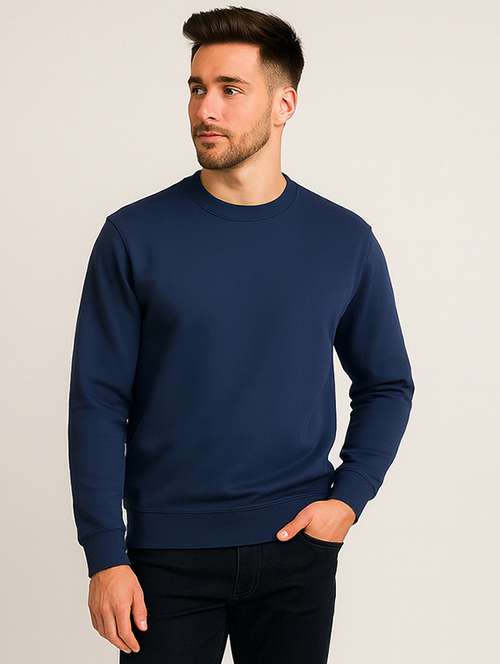 navy blue fleece plain sweatshirt - 22227202 - Very Small Image - 1