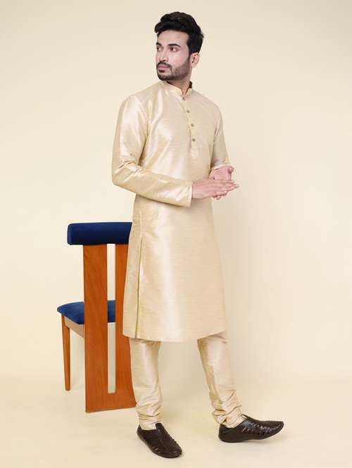 men solid long sleeve kurta churidar ethnic wear set - 22228066 - Very Small Image - 1