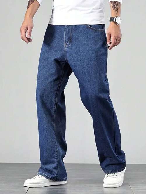 men plain mid rise baggy jeans - 22241101 - Very Small Image - 1