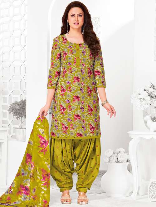women floral three quarter sleeve kurta patiala with dupatta set - 22241976 - Very Small Image - 1