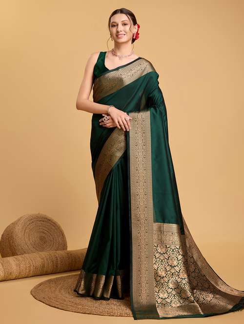 women solid with bordered saree with blouse - 22274031 - Very Small Image - 1