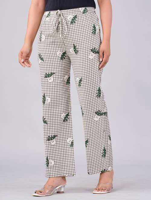 women printed mid rise straight palazzo - 22281194 - Very Small Image - 1
