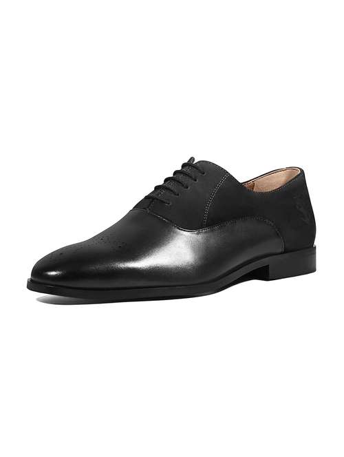 men black solid lace-up derbies - 22286544 - Very Small Image - 1