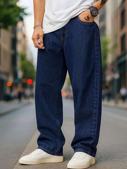 men solid mid rise baggy jeans - 22376387 - Very Small Image - 1