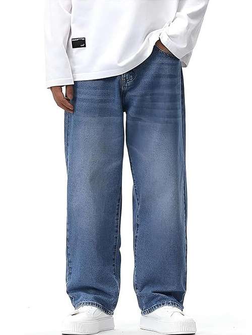 men solid mid rise baggy jeans - 22376425 - Very Small Image - 1
