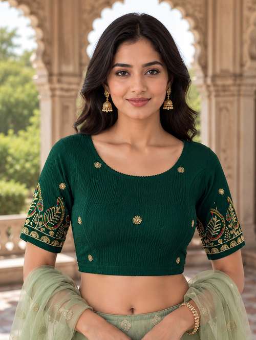 women embroidered round neck stitched blouse - 22561473 - Very Small Image - 1