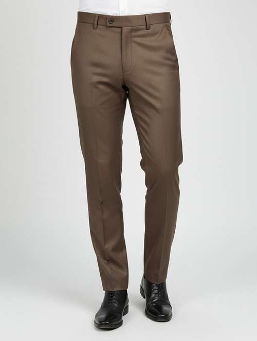 Men Solid Mid Rise Flat Formal Trouser - 22658399 - Very Small Image - 1