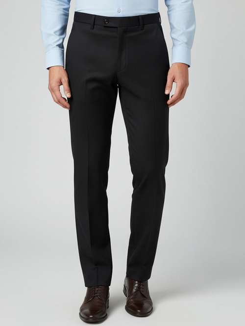 Men Solid Mid Rise Flat Formal Trouser - 22658400 - Very Small Image - 1