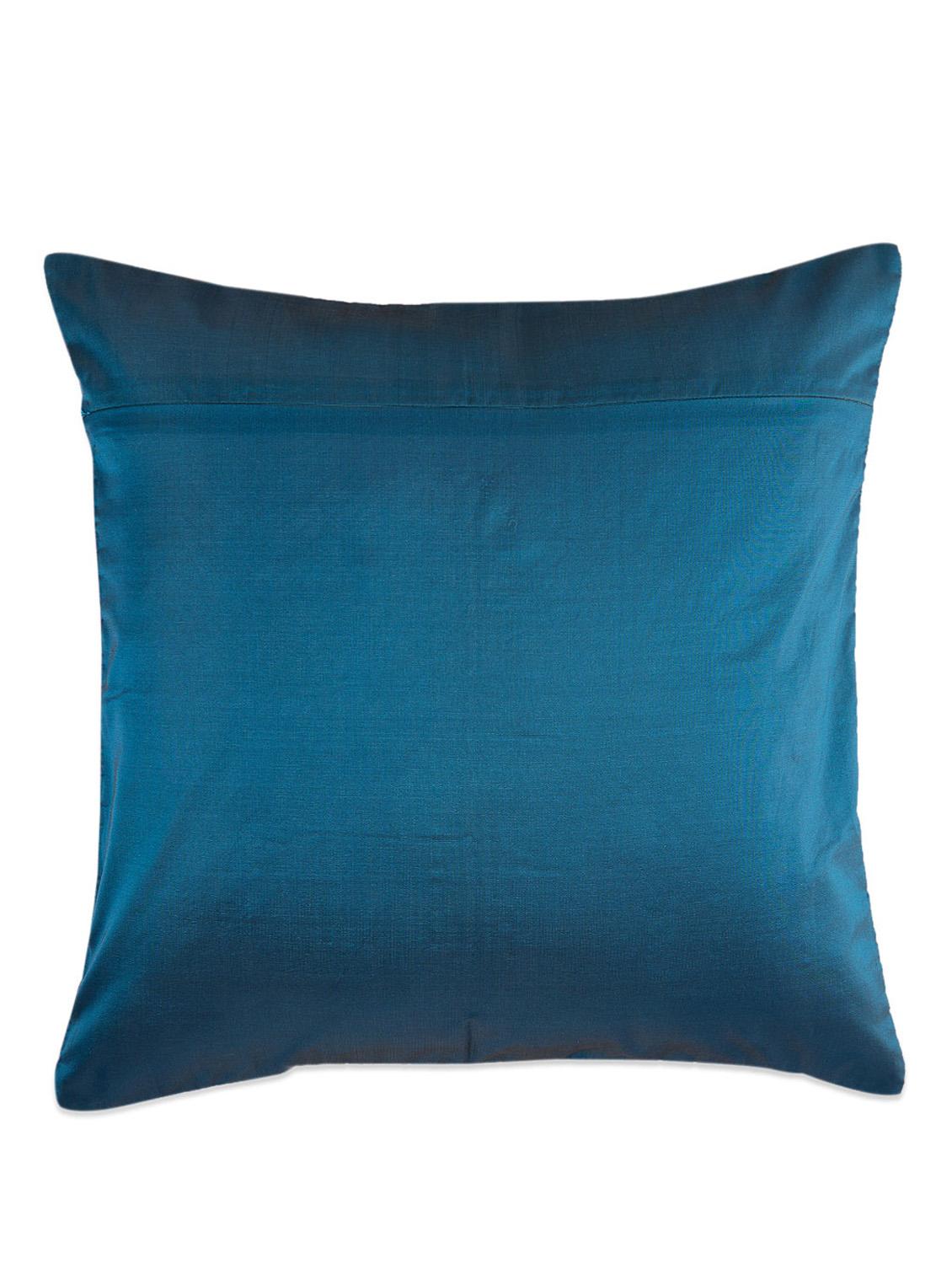 blue and purple broad pleated cushion cover with gold band - 907745 - Standard Image - 2