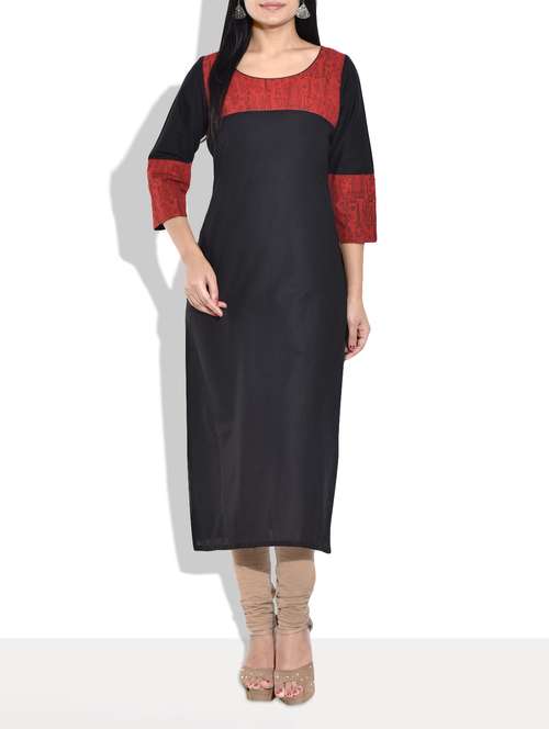  black red blk print kurti - 9659429 - Very Small Image - 1