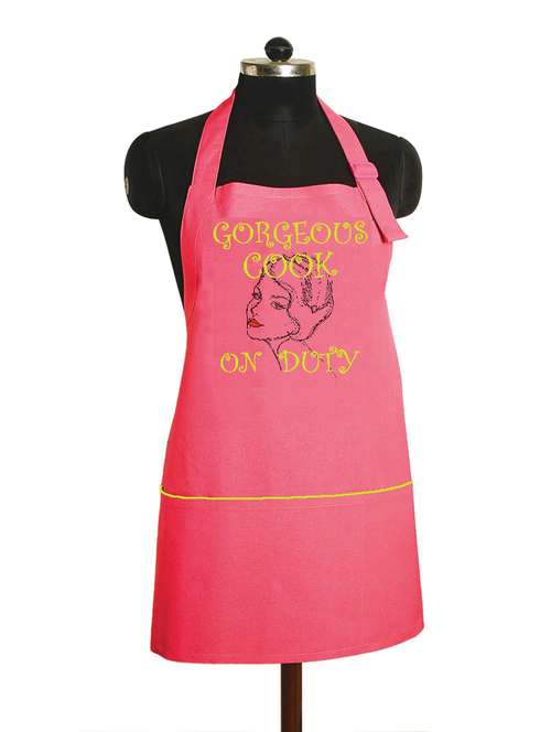 "gorgeous cook on duty" printed  kitchen apron with adjustable strap - 978473 - Very Small Image - 1